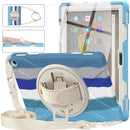 For Amazon Kindle Fire HD 10 2021 Silicone + PC Protective Case with Holder & Shoulder Strap(Colorful Blue)