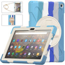 For Amazon Kindle Fire HD 10 2021 Silicone + PC Protective Case with Holder & Shoulder Strap(Colorful Blue)