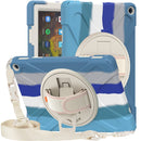 For Amazon Kindle Fire HD 10 2021 Silicone + PC Protective Case with Holder & Shoulder Strap(Colorful Blue)
