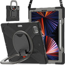 Silicone + PC Protective Tablet Case with Holder & Shoulder Strap For iPad Pro 12.9 2021(Black+Grey)