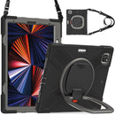 Silicone + PC Protective Tablet Case with Holder & Shoulder Strap For iPad Pro 12.9 2021(Black+Grey)