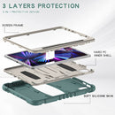3-Layer Protection Screen Frame + PC + Silicone Shockproof Combination Tablet Case with Holder For iPad Pro 11 2021 / 2020 / 2018(Emerald Green)