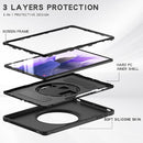 For Samsung Galaxy Tab S7 FE 12.4 inch T730 360 Degree Rotation PC+TPU Protective Cover with Holder & Hand Strap(Black)