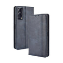 For vivo Y72 5G / iQOO Z3 5G Magnetic Buckle Retro Crazy Horse Texture Horizontal Flip Leather Case with Holder & Card Slots & Photo Frame(Blue)
