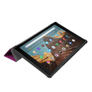 For Amazon Kindle Fire HD 10 2017 / 2019Custer Texture Horizontal Flip Leather Case with Three-folding Holder & Sleep / Wake-up Function(Purple)