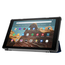 For Amazon Kindle Fire HD 10 2017 / 2019Custer Texture Horizontal Flip Leather Case with Three-folding Holder & Sleep / Wake-up Function(Dark Blue)