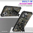 For iPhone 13 Pro Max Camouflage Armor Kickstand TPU + PC Magnetic Phone Case (Army Green)