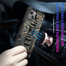 For iPhone 13 Pro Max Camouflage Armor Kickstand TPU + PC Magnetic Phone Case (Army Green)