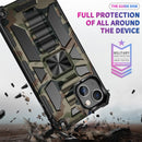 For iPhone 13 Pro Max Camouflage Armor Kickstand TPU + PC Magnetic Phone Case (Army Green)
