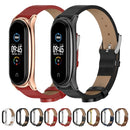 For Xiaomi Mi Band 6 / 5 / 4 / 3 Mijobs Metal Case Crazy Horse Texture PU Microfiber Plus Watch Band(Brown Silver)