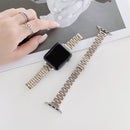 Seven-beads Steel Watch Band For Apple Watch Series 7 41mm / 6 & SE & 5 & 4 40mm / 3 & 2 & 1 38mm(Silver Rose Gold)