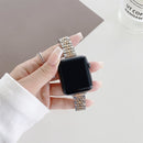 Seven-beads Steel Watch Band For Apple Watch Series 7 41mm / 6 & SE & 5 & 4 40mm / 3 & 2 & 1 38mm(Silver Rose Gold)