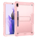 For Samsung Galaxy Tab S7 FE Silicone + PC Shockproof Protective Case with Holder(Rose Gold)