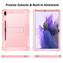 For Samsung Galaxy Tab S7 FE Silicone + PC Shockproof Protective Case with Holder(Rose Gold)