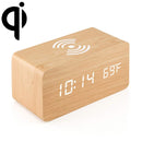 KD8801 5W Wooden Creative Wireless Charger LED Mirror Digital Display Sub-alarm Clock, Regular Style(Bamboo White Characters)