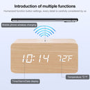 KD8801 5W Wooden Creative Wireless Charger LED Mirror Digital Display Sub-alarm Clock, Regular Style(Bamboo White Characters)