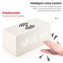 KD8801 5W Wooden Creative Wireless Charger LED Mirror Digital Display Sub-alarm Clock, Regular Style(Bamboo White Characters)