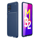 For Samsung Galaxy M32 (india) Carbon Fiber Texture Shockproof TPU Case(Blue)