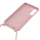 For Samsung Galaxy S21 FE Candy Colors TPU Protective Case with Lanyard(Rose Gold)
