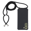 For Samsung Galaxy S21 FE Candy Colors TPU Protective Case with Lanyard(Black)