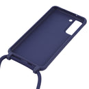 For Samsung Galaxy S21 FE Candy Colors TPU Protective Case with Lanyard(Dark Blue)