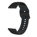 20mm For Samsung Galaxy Watch Active 2 Two-color Stitching Silicone Watch Band(Black+Blue Line)