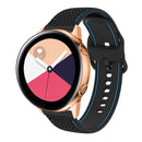 20mm For Samsung Galaxy Watch Active 2 Two-color Stitching Silicone Watch Band(Black+Blue Line)