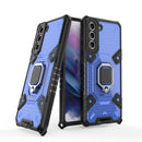 For Samsung Galaxy S21 FE Space PC + TPU Ring Holder Protective Case(Blue)