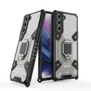 For Samsung Galaxy S21 FE Space PC + TPU Ring Holder Protective Case(Silver)