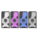 For Samsung Galaxy S21 FE Space PC + TPU Ring Holder Protective Case(Silver)