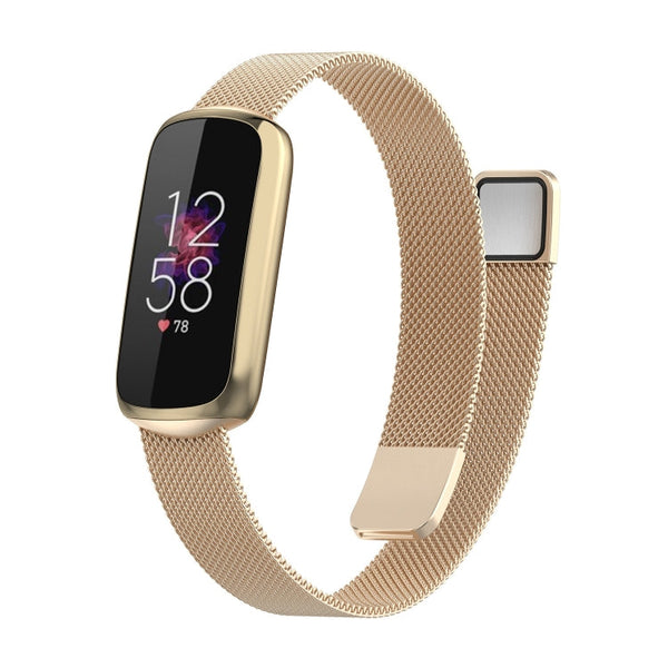 For Fitbit Luxe Special Edition Milanese Metal Magnetic Watch Band(Champagne Gold)