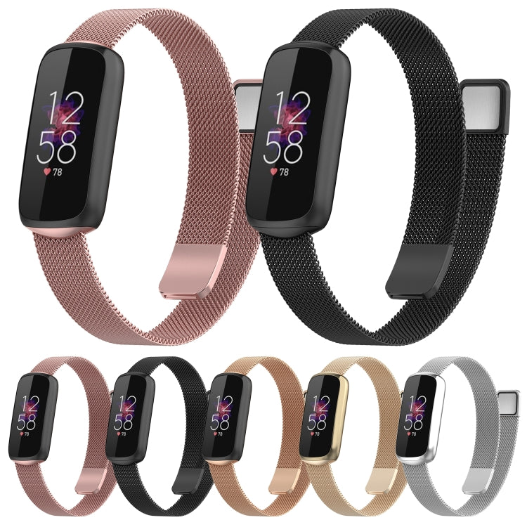 For Fitbit Luxe Special Edition Milanese Metal Magnetic Watch Band(Champagne Gold)
