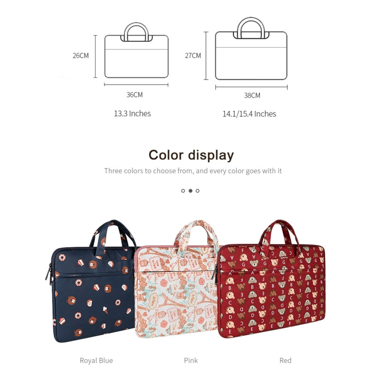 ST01DZ Lightweight Canvas Printed Laptop Bag, Size:14.1-15.4 inch(Flower Pink)