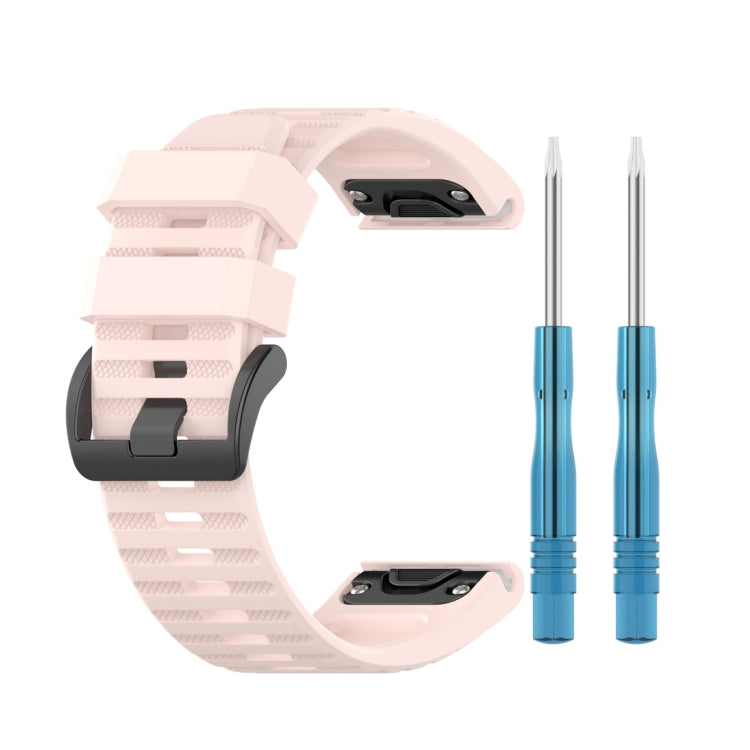 For Garmin Fenix 6 22mm Smart Watch Quick Release Silicon Watch Band(Light Pink)