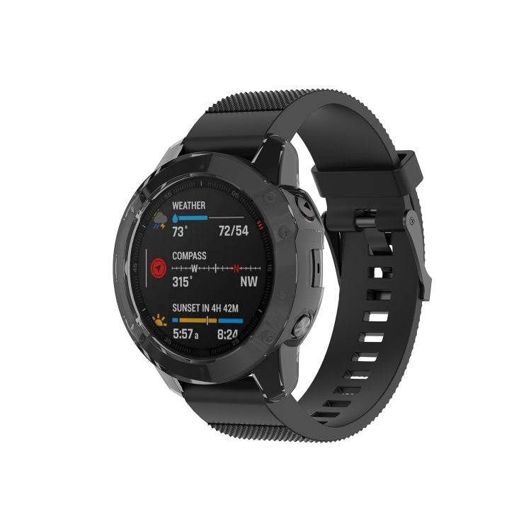 For Garmin Fenix 6 / 6 Pro Smart Watch Half Coverage TPU Protective Case(Transparent Black)