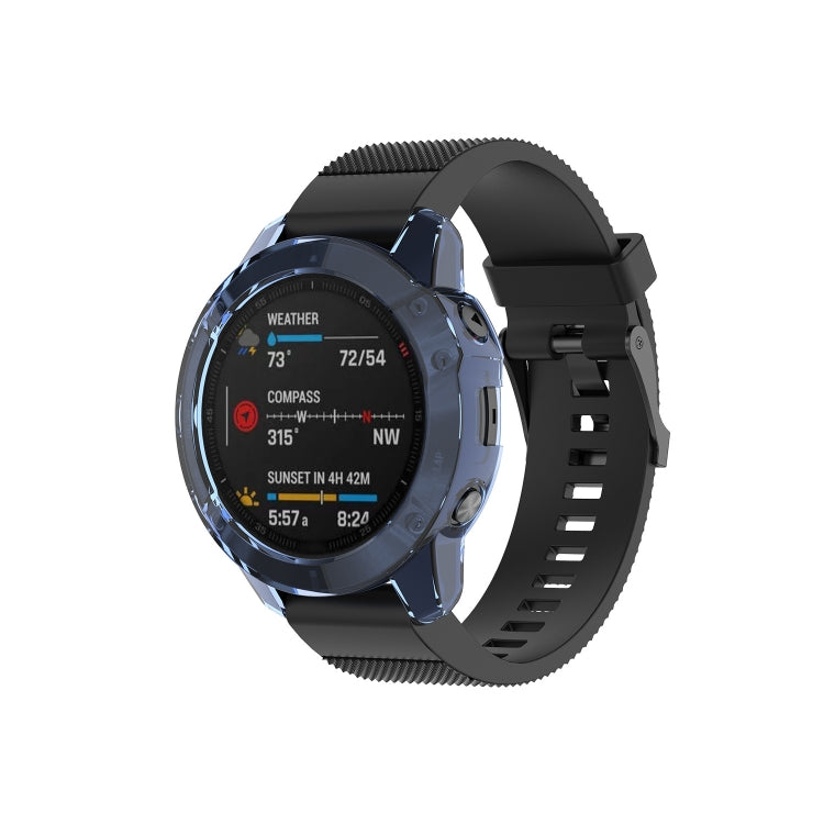 For Garmin Fenix 6 / 6 Pro Smart Watch Half Coverage TPU Protective Case(Transparent Blue)
