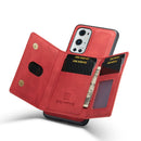 For OnePlus 9 Pro DG.MING M2 Series 3-Fold Multi Card Bag + Magnetic Back Cover Shockproof Case with Wallet & Holder Function(Red)