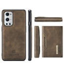 For OnePlus 9 Pro DG.MING M2 Series 3-Fold Multi Card Bag + Magnetic Back Cover Shockproof Case with Wallet & Holder Function(Coffee)