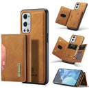 For OnePlus 9 Pro DG.MING M2 Series 3-Fold Multi Card Bag + Magnetic Back Cover Shockproof Case with Wallet & Holder Function(Brown)
