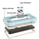 Shockproof Silicone + PC Protective Case with Dual-Ring Holder For iPhone 6/6s/7/8/SE 2022 / SE 2020(Ice Blue)