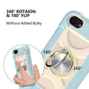 Shockproof Silicone + PC Protective Case with Dual-Ring Holder For iPhone 6/6s/7/8/SE 2022 / SE 2020(Ice Blue)