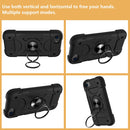 Shockproof Silicone + PC Protective Case with Dual-Ring Holder For iPhone 6/6s/7/8/SE 2022 / SE 2020(Black)