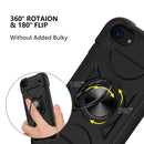 Shockproof Silicone + PC Protective Case with Dual-Ring Holder For iPhone 6/6s/7/8/SE 2022 / SE 2020(Black)
