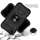 Shockproof Silicone + PC Protective Case with Dual-Ring Holder For iPhone 6/6s/7/8/SE 2022 / SE 2020(Black)