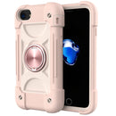 Shockproof Silicone + PC Protective Case with Dual-Ring Holder For iPhone 6/6s/7/8/SE 2022 / SE 2020(Rose Gold)
