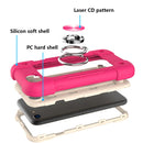 Shockproof Silicone + PC Protective Case with Dual-Ring Holder For iPhone 6/6s/7/8/SE 2022 / SE 2020(Rose Red)