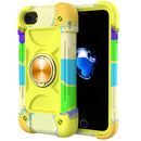 Shockproof Silicone + PC Protective Case with Dual-Ring Holder For iPhone 6/6s/7/8/SE 2022 / SE 2020(Colorful Yellow Green)