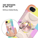 Shockproof Silicone + PC Protective Case with Dual-Ring Holder For iPhone 6/6s/7/8/SE 2022 / SE 2020(Colorful Rose Gold)