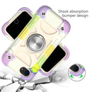 Shockproof Silicone + PC Protective Case with Dual-Ring Holder For iPhone 6/6s/7/8/SE 2022 / SE 2020(Colorful Beige)
