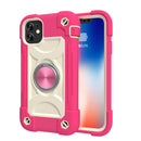 Shockproof Silicone + PC Protective Case with Dual-Ring Holder For iPhone 11(Rose Red)